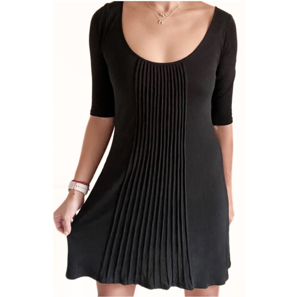 Eileen Fisher Tops - EILEEN FISHER Women’s Black Silk Jersey Pleated Front Dress Tunic 3/4 Sleeve